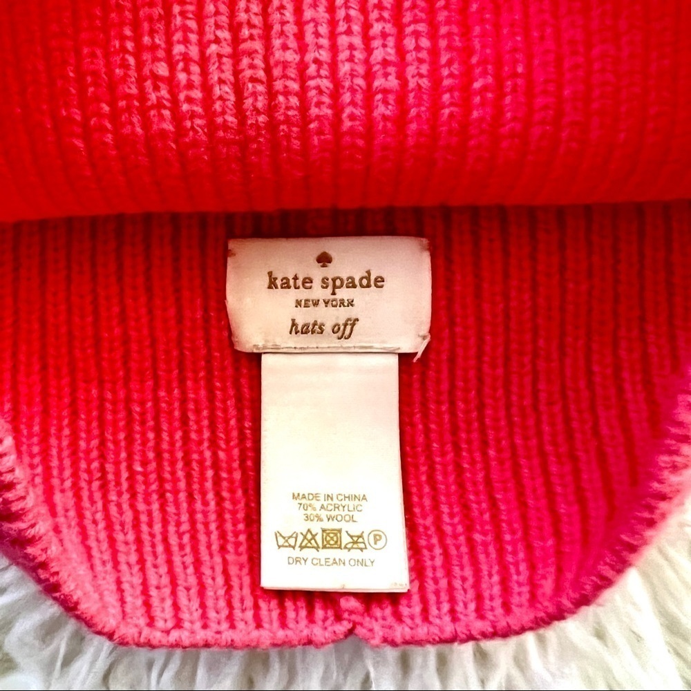🔥What's Hot!!🔥 Adorable Kate Spade Hats off Pink Bow Beanie! So cute!😻 - Picture 3 of 3